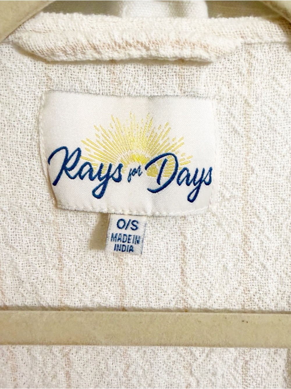 Rays for Days Cotton Kimono Cover Up | Boho Cream Beach Poncho | 100% Cotton - Picture 3 of 7